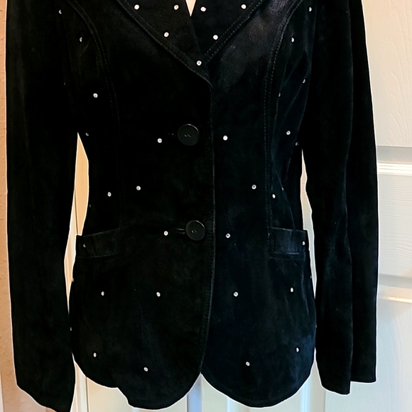 Mark Alan Rhinestone studded Genuine Black Suede Blazer - Picture 3 of 14